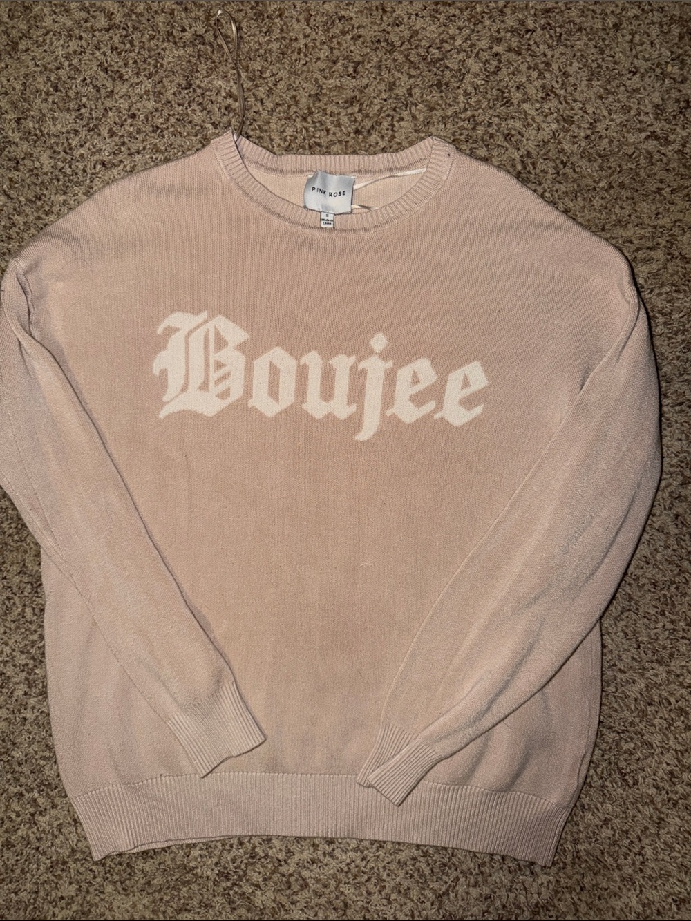Pink Rose Light Pink 'Boujee' Crewneck Sweater heavy